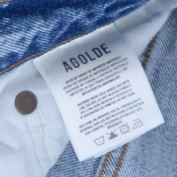 Agolde Los Angeles Loose Distressed 100% Cotton Light Wash Blue Denim 90s Jeans - Picture 12 of 14